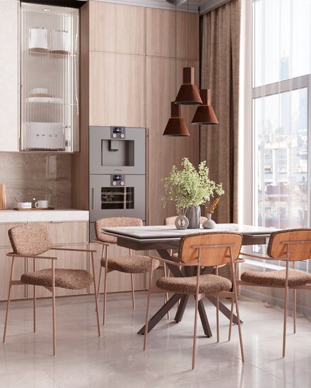 Стул Doe коричневый бежевые ножки