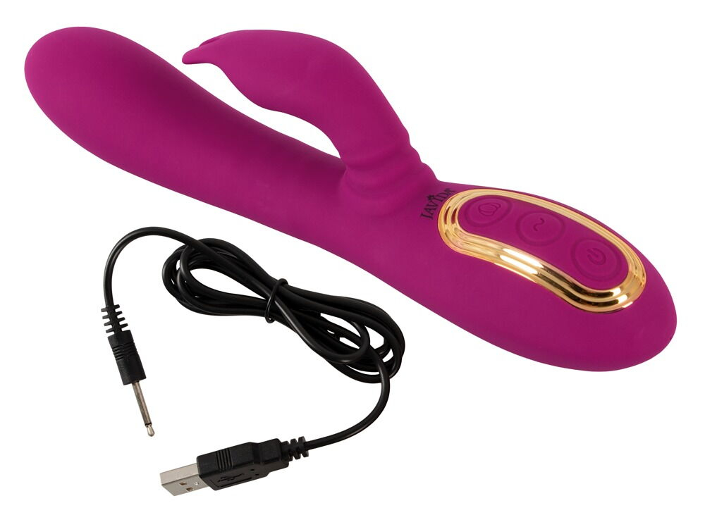 Фиолетовый вибратор 3 Function Vibrator с вращением бусин - 23 см. (Цвет: фиолетовый)