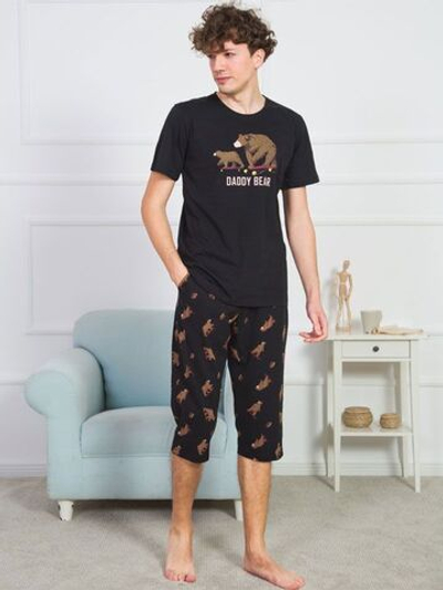 Мужской домашний комплект с медведями (Размер: L) (Цвет: черный)