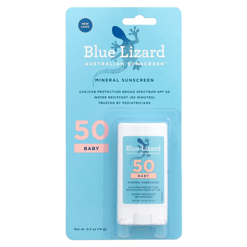 Blue Lizard Australian Sunscreen, Baby Mineral Sunscreen Stick, SPF 50, 0.5 oz (14 g)
