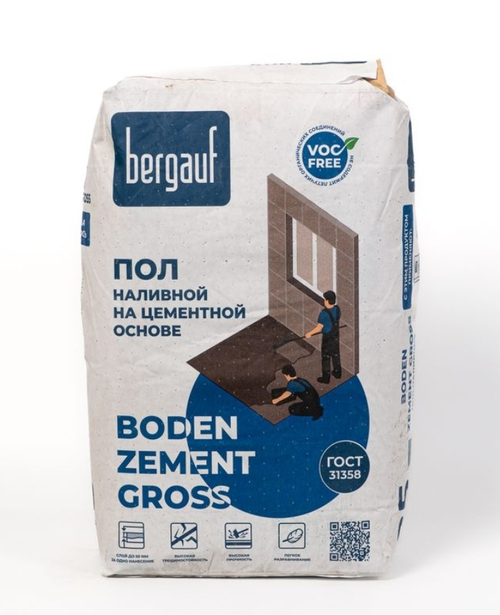 Наливной пол Bergauf Boden Zement Gross универсальный, 25 кг