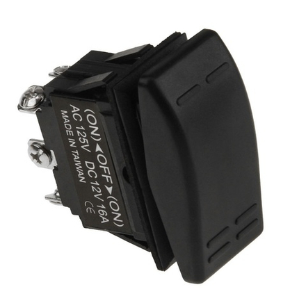 Переключатель 3-х позиц. (ON)-OFF-(ON) 12B/16A без фиксации