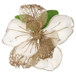 Украшение новогоднее «Пуансеттия - Рожедественская красавица» 23 см, Белый/Шампань