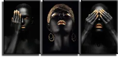 Модульная картина "Трио девушек в золоте"