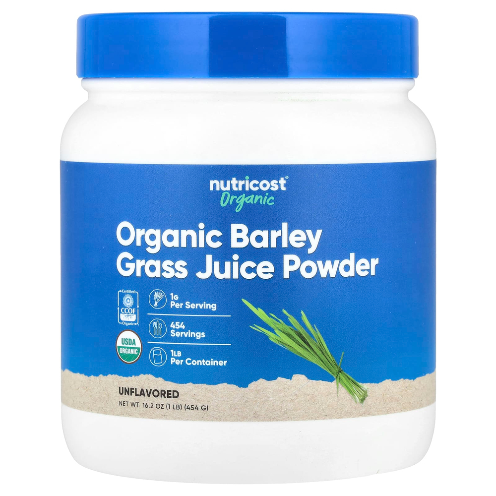 Nutricost, Органический порошок сока ячменя, без добавок, 454 г (16,2 унции)