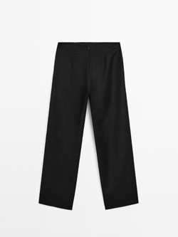 Massimo Dutti Брюки прямого кроя с поясом, черный