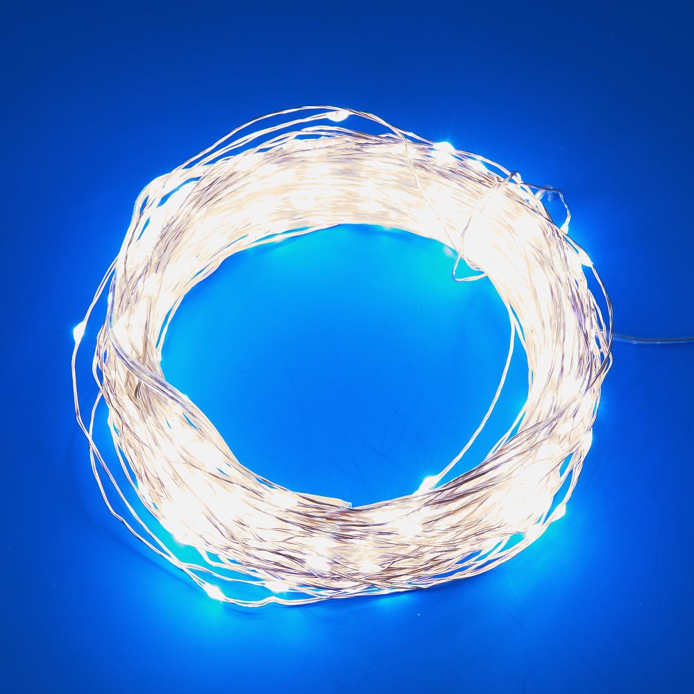 ULD-S10000-1000-DTA-RC WHITE IP44 DEW Гирлянда светодиодная Роса. 100м. 1000 светодиодов. Белый свет. Пульт ДУ в-к. Провод прозрачный. ТМ Uniel