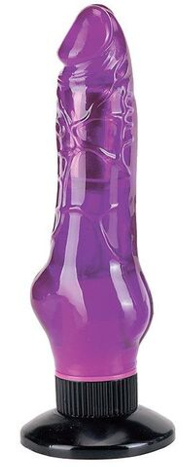 Фиолетовый водонепроницаемый вибромассажер на присоске - 17,5 см. (Цвет: фиолетовый)