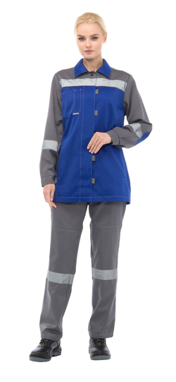 Костюм "ТИМБЕР" женский (куртка и брюки), цвет: васильковый с серым