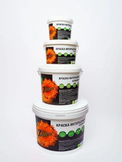 Краска интерьерная супербелая 1,5 кг ZОДИАК для стен и потолков, акриловая, быстросохнущая, матовое покрытие, белый