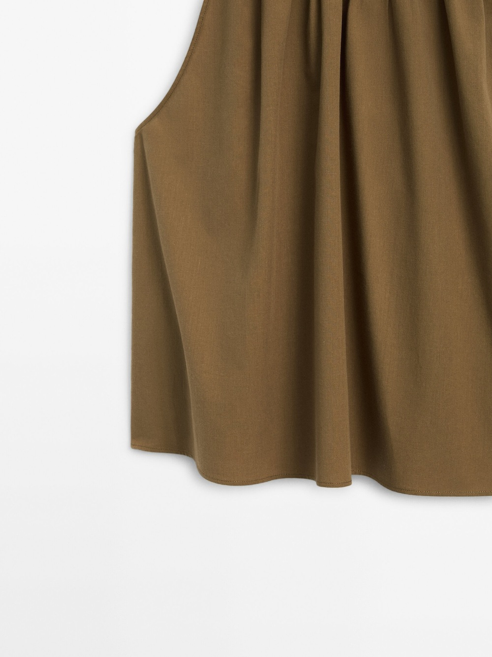 Massimo Dutti Топ из 100% хлопка с горловиной халтер, табачный