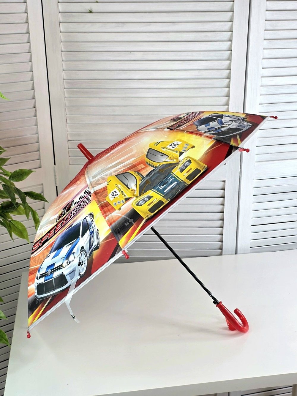 Зонт детский Гоночные машинки 48,5 см красный (202002036-1)