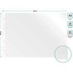 Файл-вкладыш Бюрократ Премиум, формат А3, 30 мкм, горизонтальный, 50 штук в упаковке