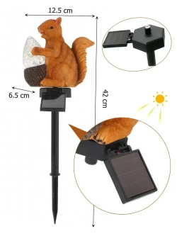 Садовый фонарь белка с орешком, украшение сада, для улицы, на солнечной батареи