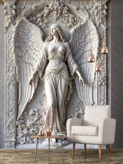3D Фотообои барельеф Девушка и цветы