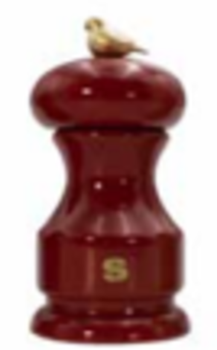 Мельница для соли 11 см, бук лакированный, цвет красный, с птичкой Bird