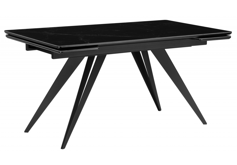 Керамический стол Woodville Дарвин 140(200)х80 черный мрамор shakespeare black, черный, ножки черные