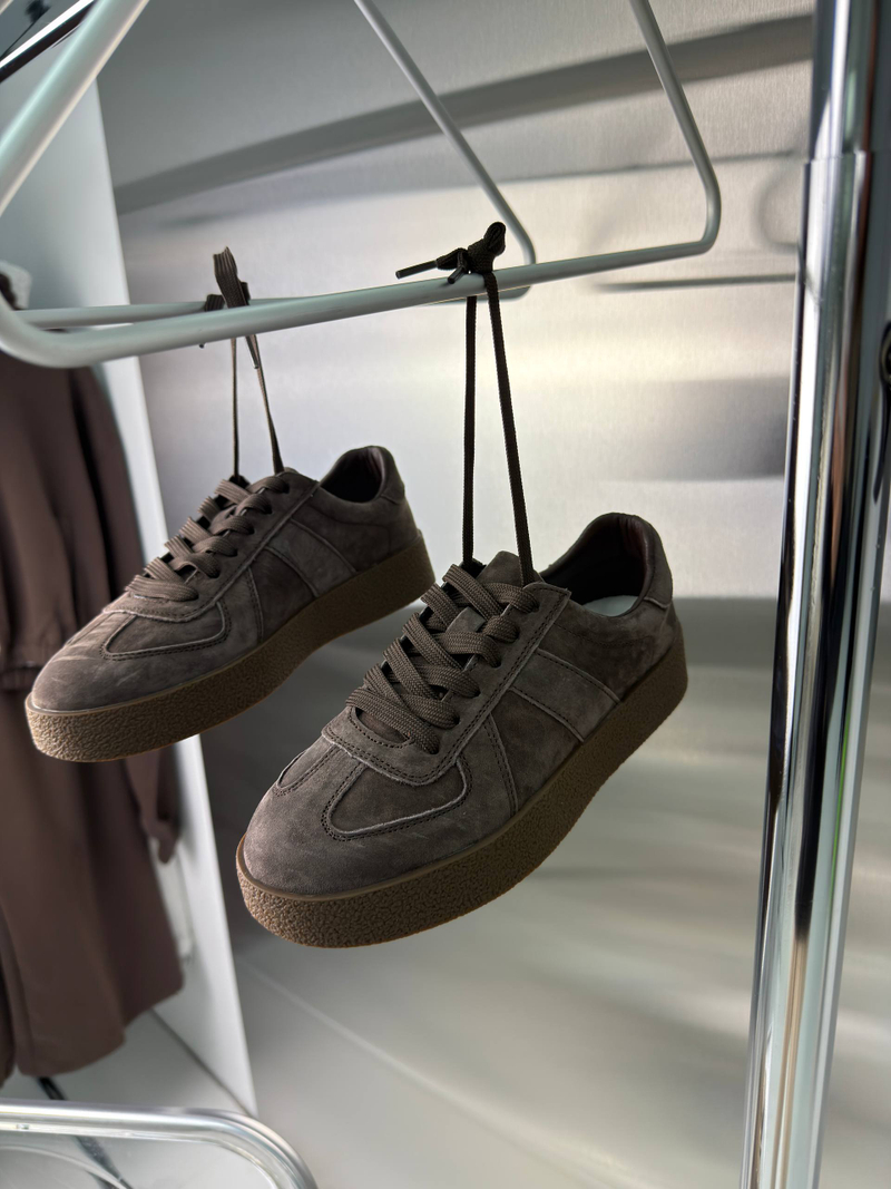 Кроссовки женские натуральная кожа арт. 234-3 цвет "коричнево-серый"