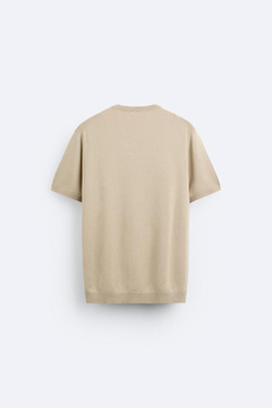 ZARA ФУТБОЛКА ИЗ СМЕСОВОЙ ВИСКОЗЫ, ПЕСОЧНЫЙ
