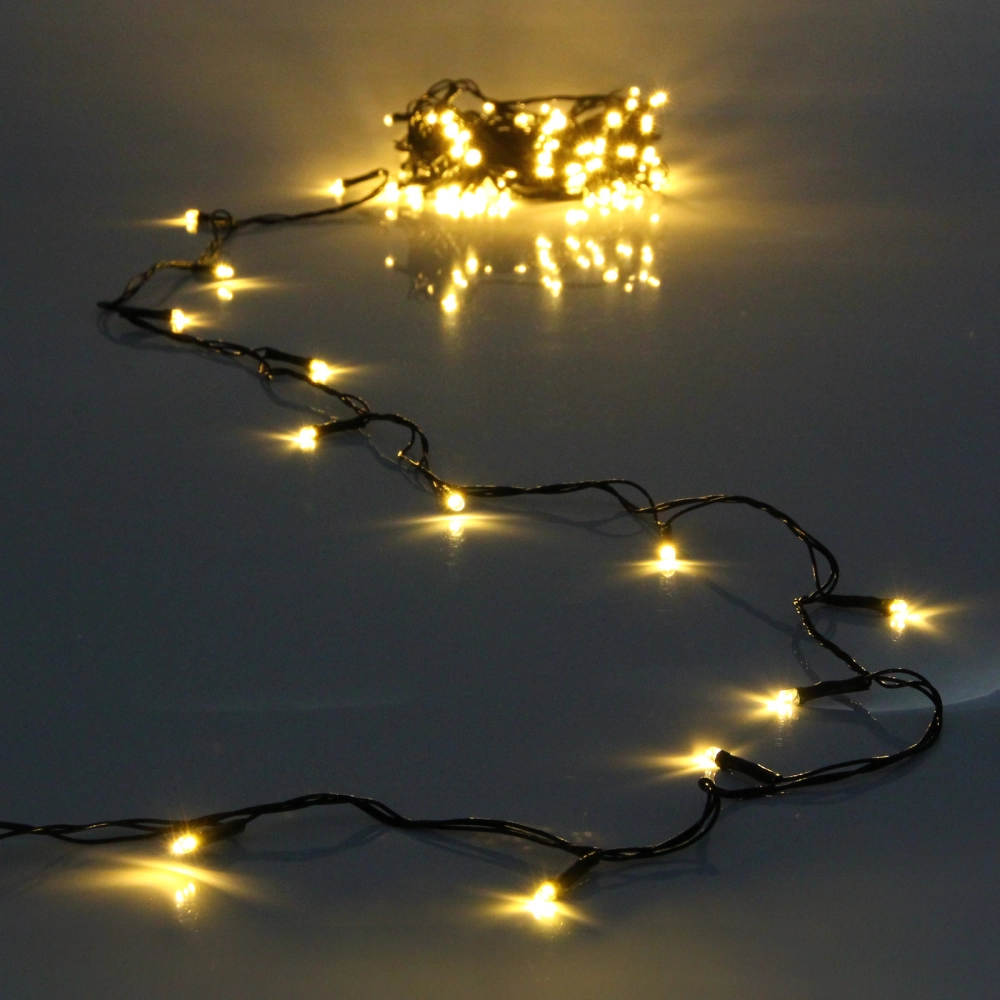 Гирлянда для дома 7,5м 80 ламп LED зелёный пров.,8 реж, IP-20, Теплый белый