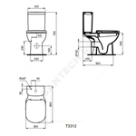 Чаша унитаза горизонтальный выпуск без сиденья белая TEMPO Ideal Standard T331201