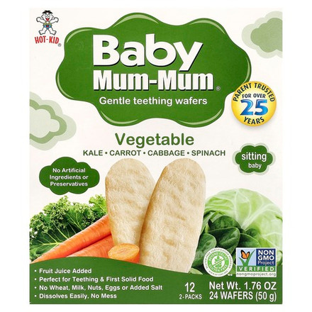 Hot Kid, Baby Mum-Mum®, мягкие галеты для прорезывания зубов, овощи, 12 пакетиков по 2 шт.