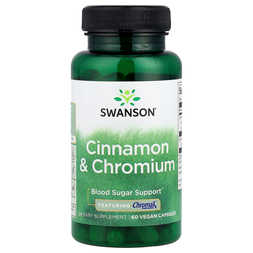Swanson Vitamins, Корица и хром, 60 веганских капсул