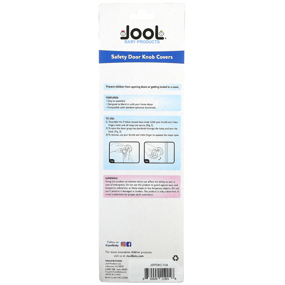 Jool Baby Products, Крышки дверных ручек безопасности, 4 шт. В упаковке