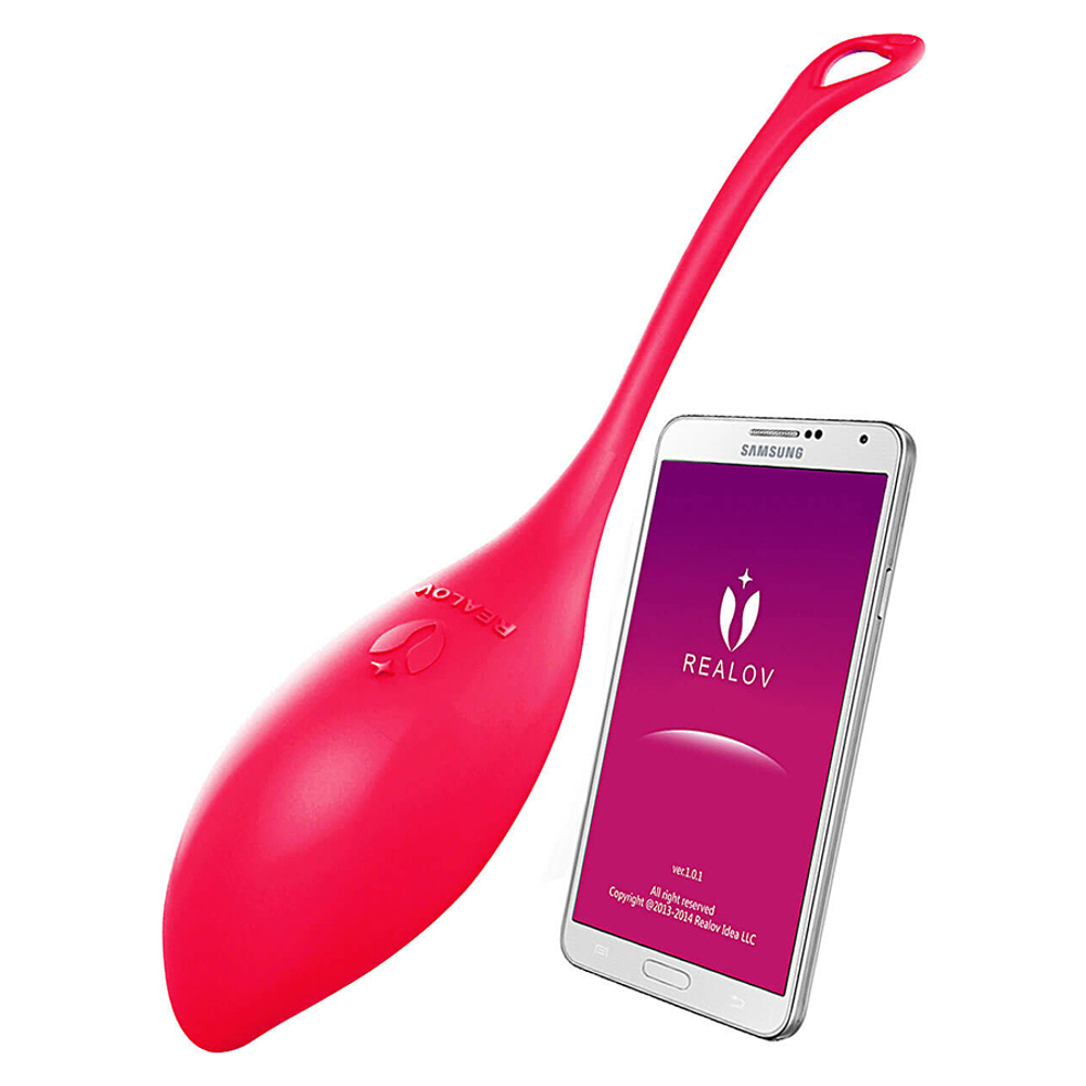 Красное силиконовое виброяйцо 18,5см с управлением через приложение Realov Serena Smart Mini Vibe Red
