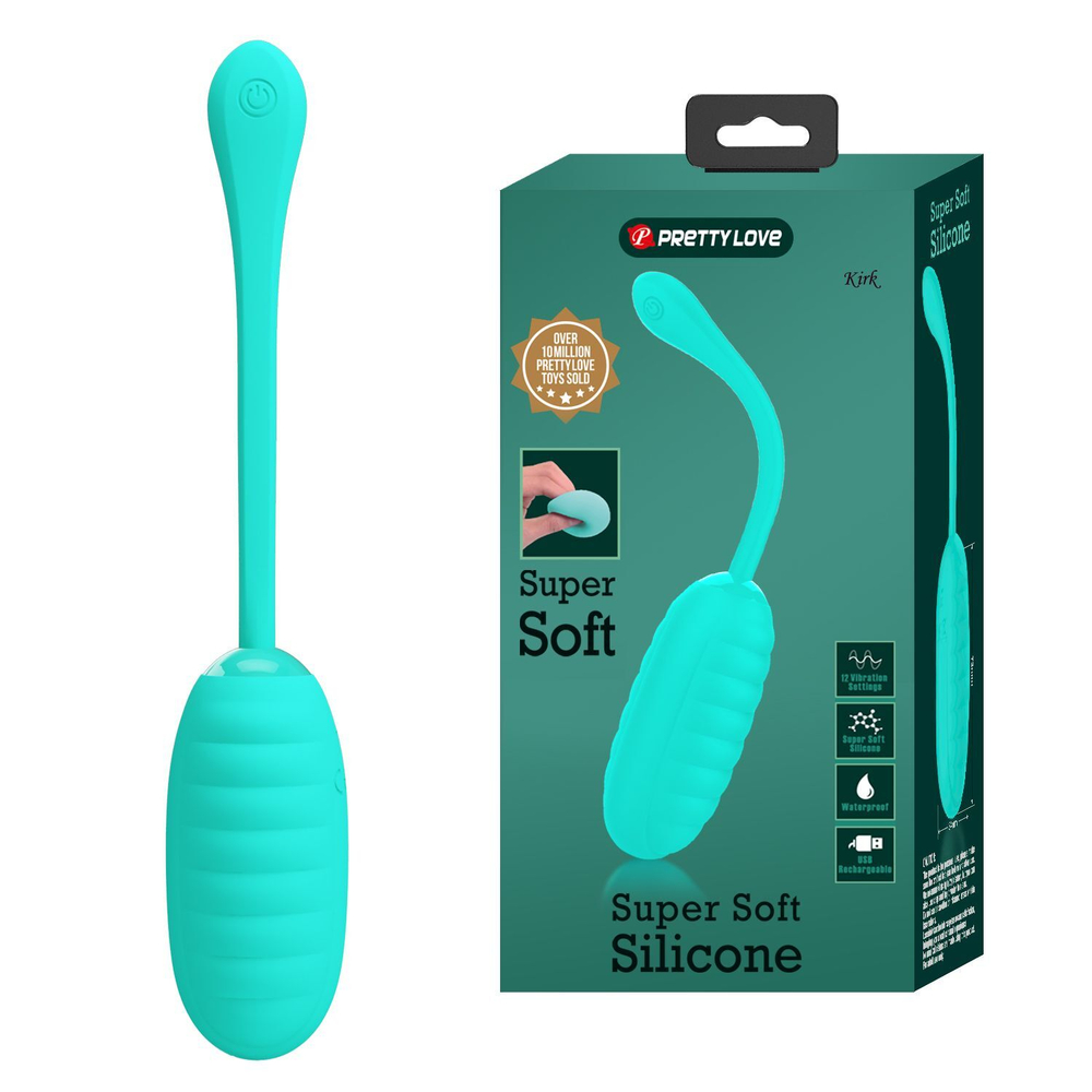 Бирюзовое перезаряжаемое виброяйцо Kirk (Цвет: бирюзовый)