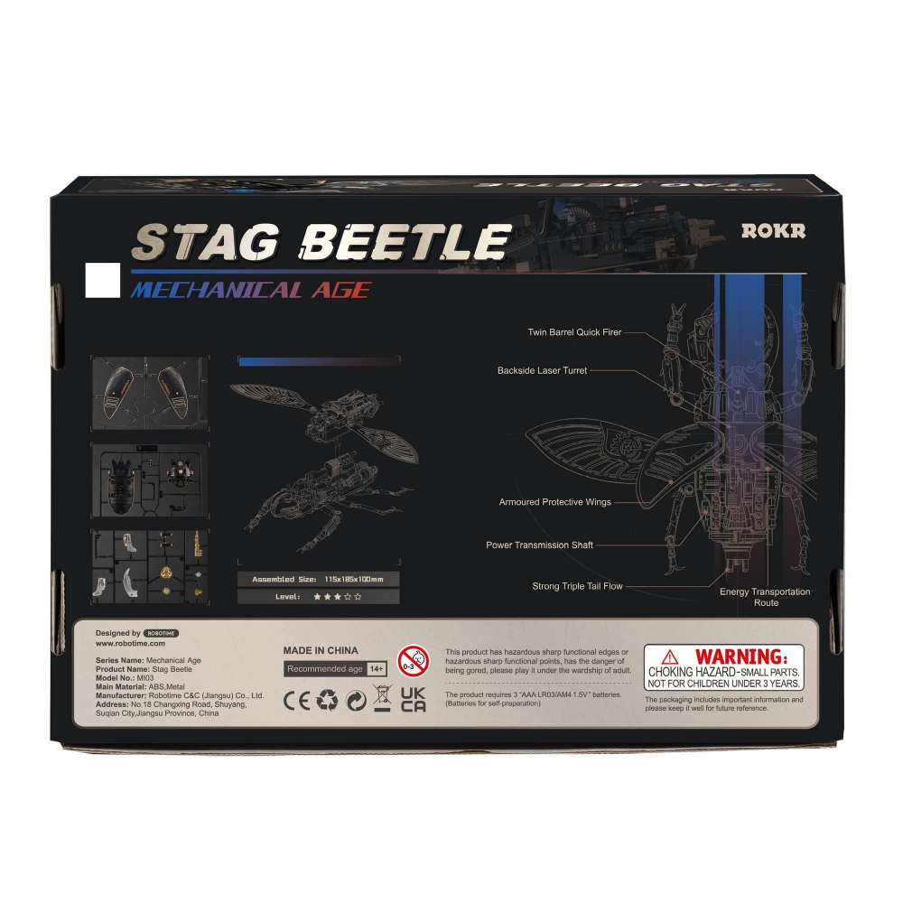 Штурмовой жук (Stag Beetle) от ROKR - конструктор, сборная механическая модель, 3D пазл, 3d головоломка
