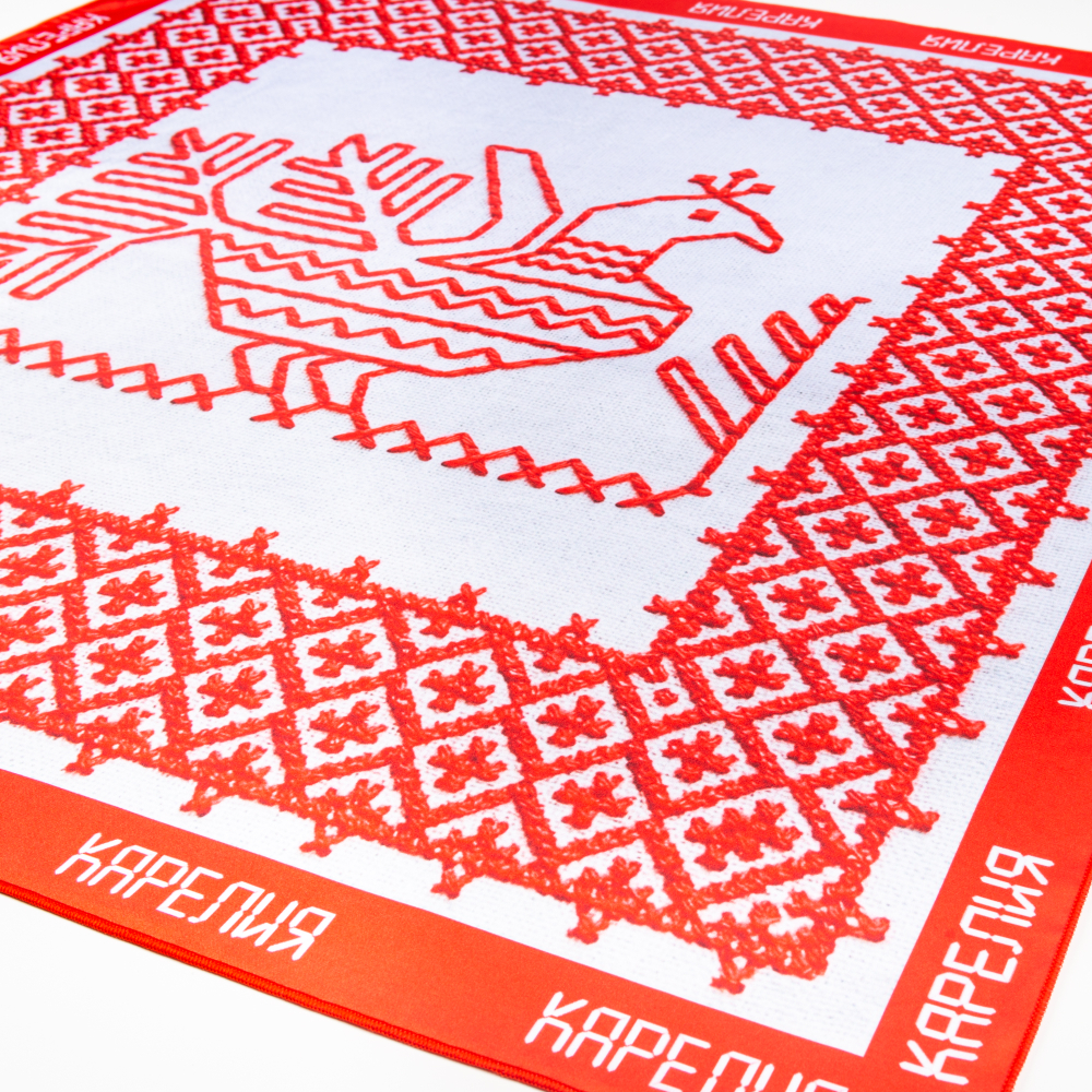 Шейный платок «Карельский орнамент», 70×70 см