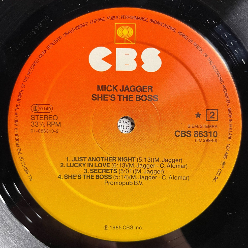 Винтажная виниловая пластинка LP Mick Jagger She's The Boss (Нидерланды 1985)