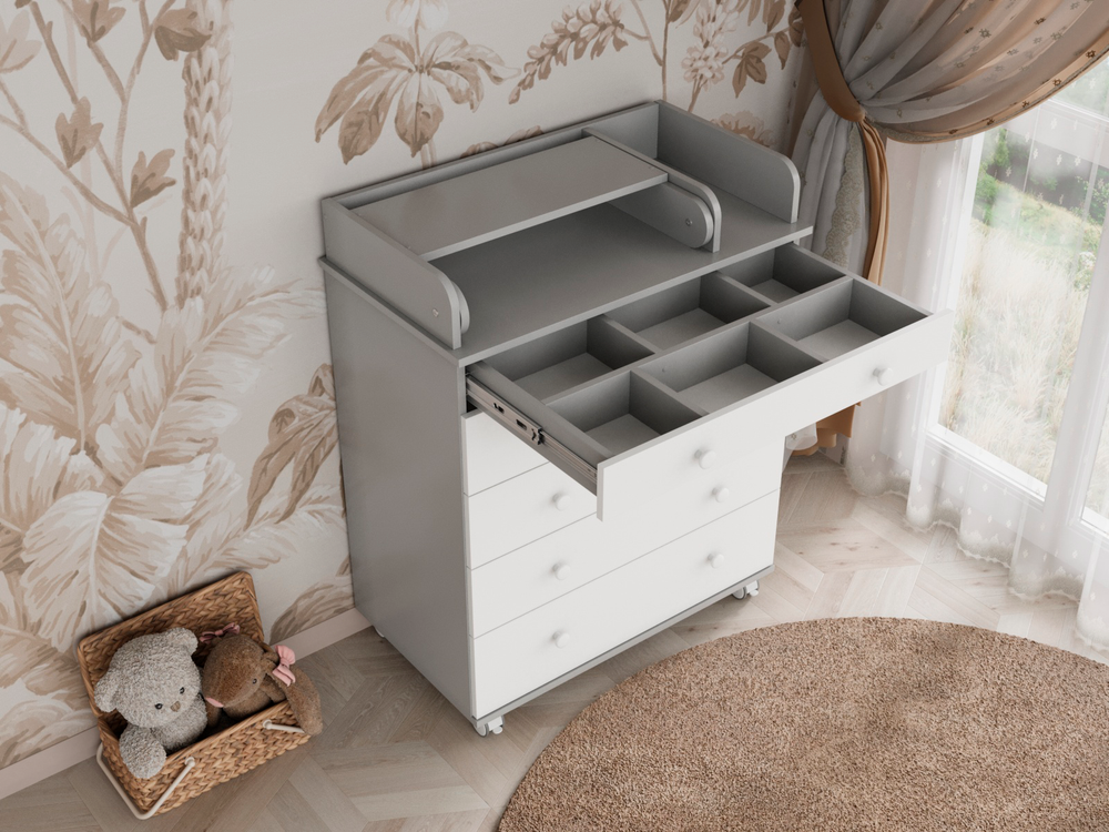 Комод Oskar серый/белый