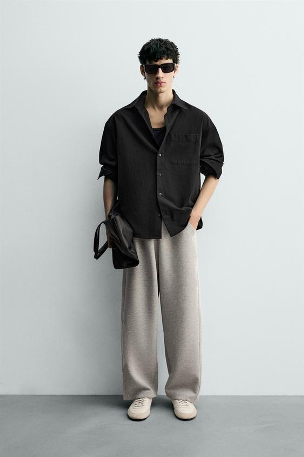 ZARA ДЖОГГЕРЫ С ДЕКОРАТИВНЫМИ ШВАМИ, СЕРЫЙ МЕЛАНЖ