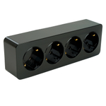 Розетка 4-местная с/з открытой установки, STEKKER, 250В, 16А, IP20, серия София, черный, MST16-14-02 49320