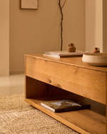 Подъемный журнальный столик Alguema из дубового шпона с натуральной отделкой 120 x 60 см