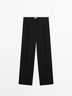Massimo Брюки широкие из 100% шерсти с вытачкой - LIMITED, черный