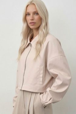 Куртка с воротом укороченная жемчужного цвета