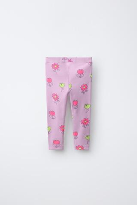 ZARA ЛЕГИНСЫ В РУБЧИК С ПРИНТОМ, СВЕТЛАЯ МАЛЬВА