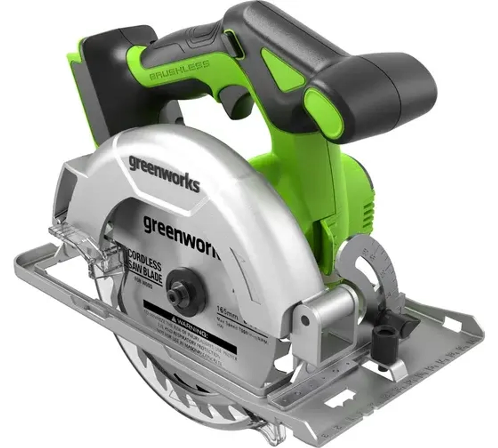 Циркулярная пила аккумуляторная б/щ, 57мм GD24CS165 (без АКБ и ЗУ) 24В Greenworks