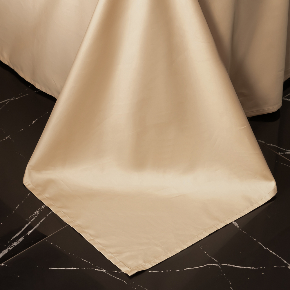 Комплект постельного белья Однотонный Сатин Премиум широкий кант на резинке OCPKR026