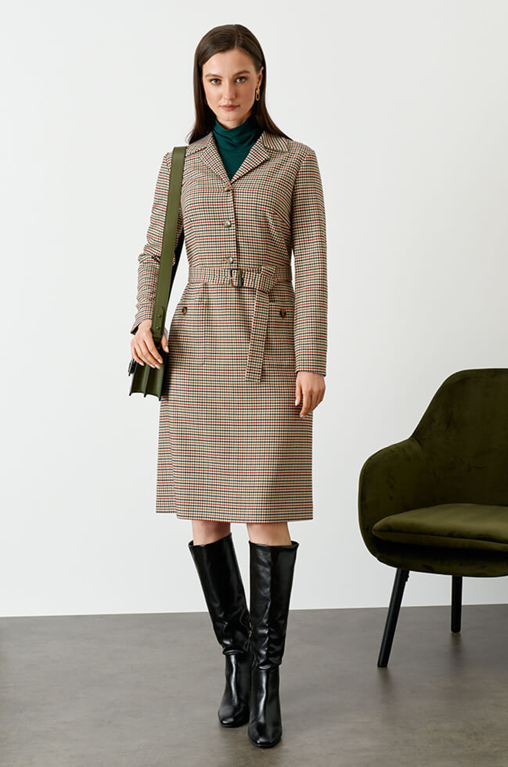 51430 Платье женское (зеленая клетка)