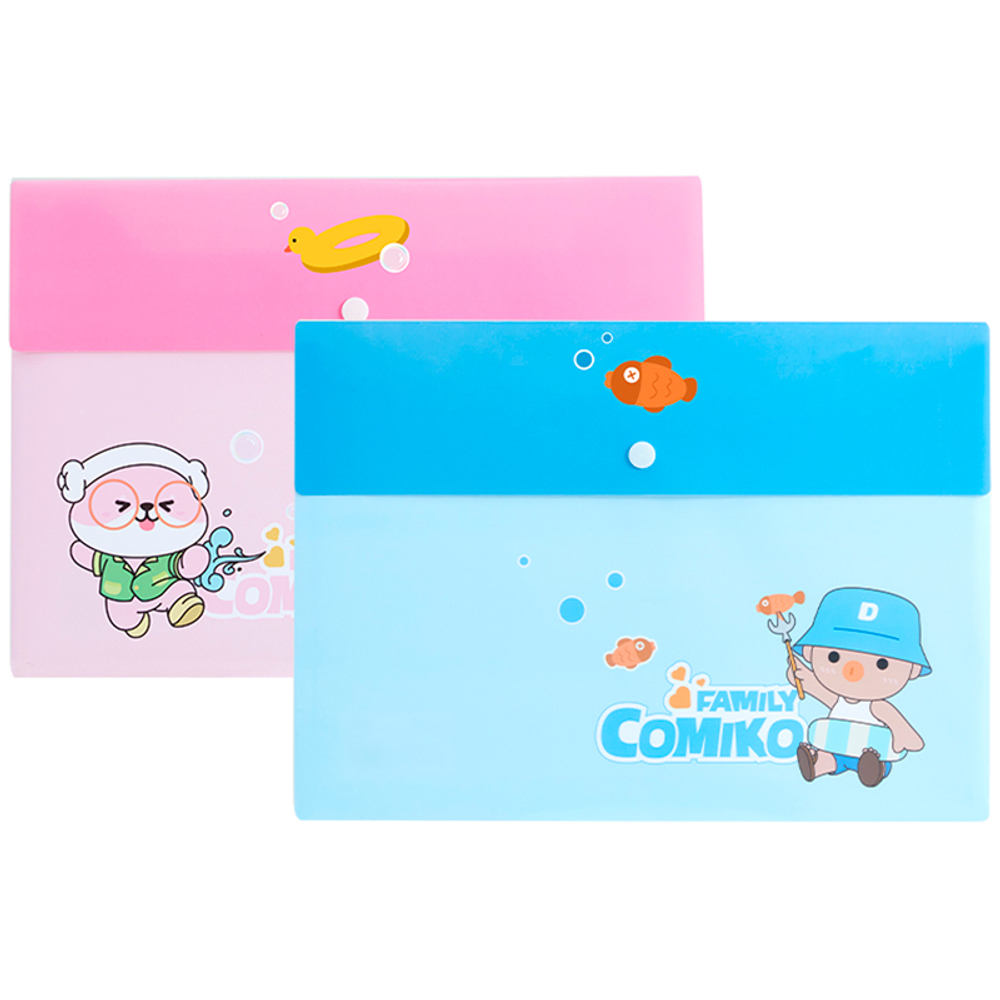 Папка-конверт на кнопке DELI "Comiko", А4, 0,16 мм, ассорти