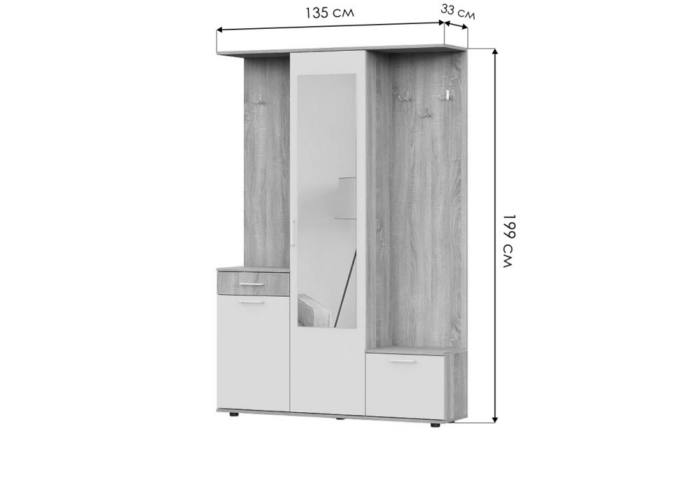 Готовая прихожая Пети дуб сонома / белый