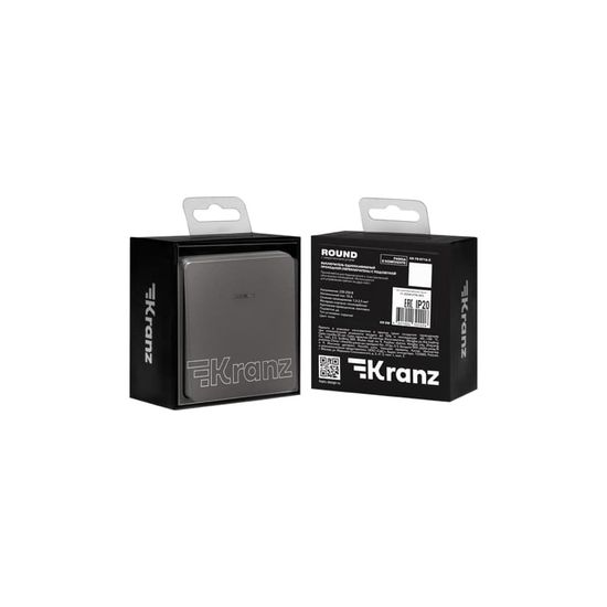 Выключатель ROUND 1 кл проходной (переключатель) с подсветкой 10А с/у титан KRANZ