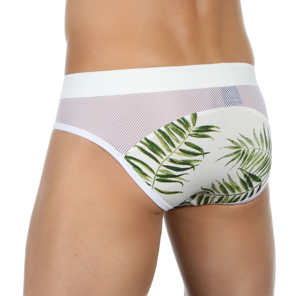 Трусы мужские брифы белые с полупрозрачной вставкой Van Baam 39206