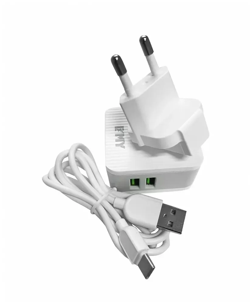 СЗУ с кабелем lightning 2USB 2.4А EMY-A203 white