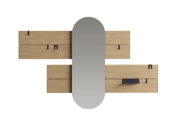 Вешалка Stripe L горизонтальная с зеркалом 60*160 см (натуральный дуб)