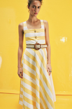 ZARA ПЛАТЬЕ МИДИ В ПОЛОСКУ С РЕМНЕМ, С ПРИНТОМ